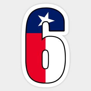 Number 6 Texas Flag Sticker